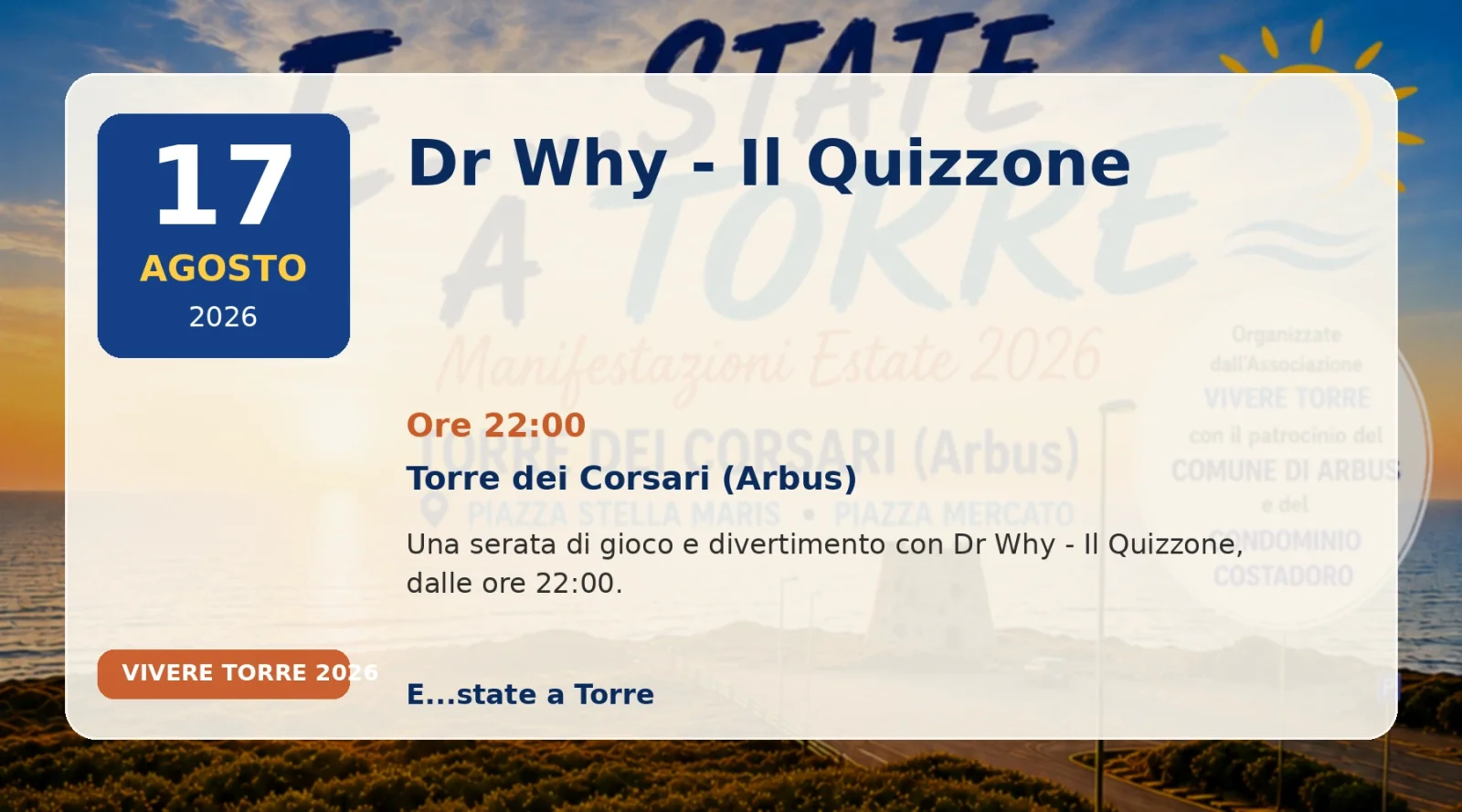 Dr Why - Il Quizzone - evento a Torre dei Corsari il 17 agosto 2026